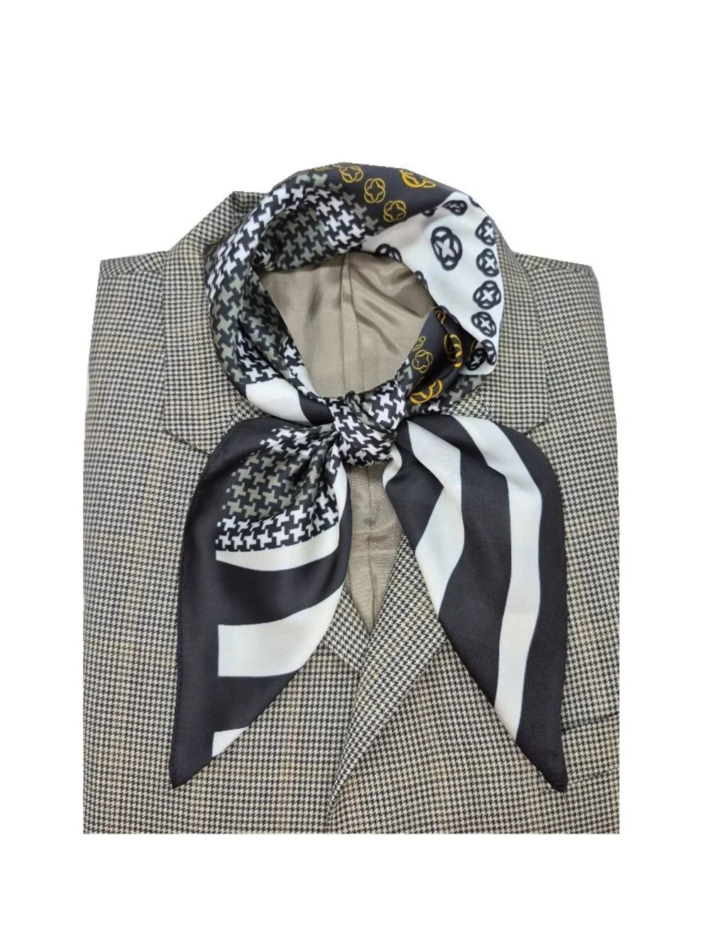 ⭐Luxury Satin Scarf Silky Leopard Animal Print Geometric Bandana Beige Black New